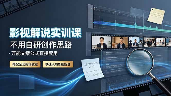 
          影视解说实训课：不用自研创作思路，万能文案公式直接套用，搭配全套剪辑教程，快速入局影视解说 - Featured image
        